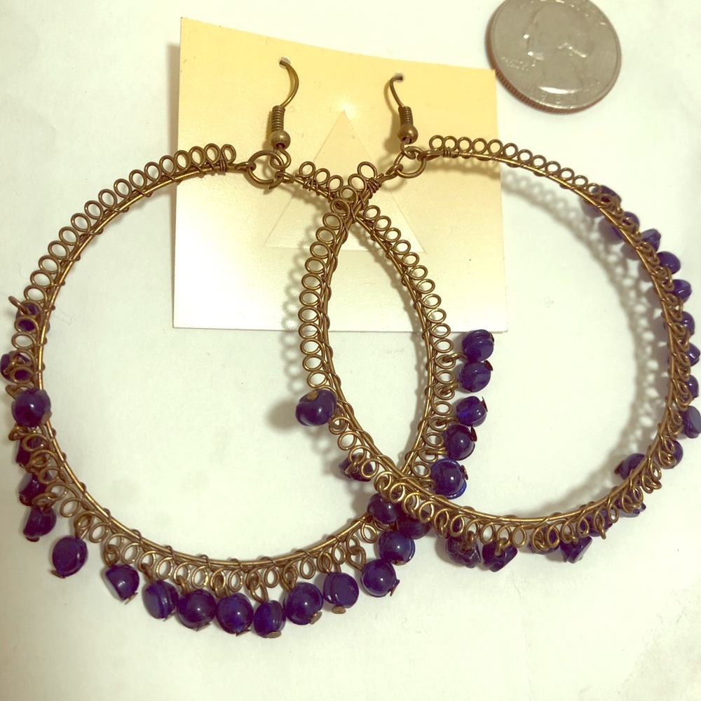 Urban Outfitters Bronze Earrings w/ Blue Beads